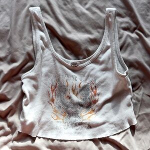 Garage Graphic Cropped Tank Top - Vintage Vibes